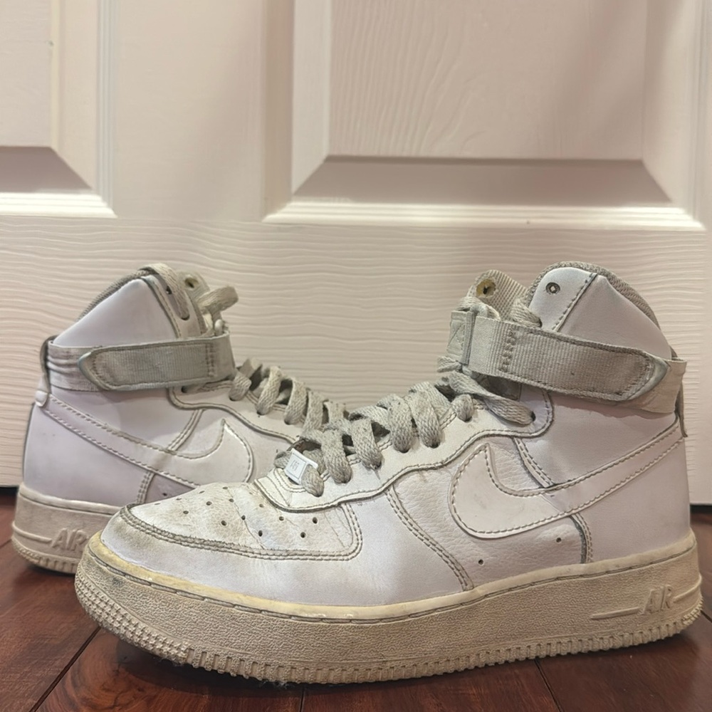 nike air force 1 high top leather sneakers white 6.5y 8 womens authentic